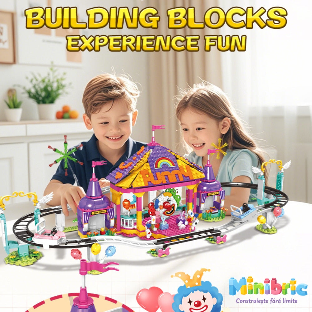 Set de Constructie cu Piese Tip Blocuri Jucarie Constructie MiniBric Circus Roller