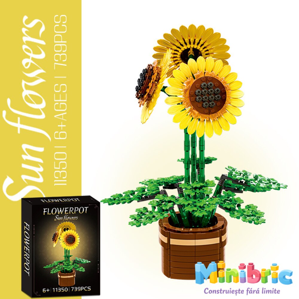 Set de Constructie cu Piese Tip Blocuri Constructie MiniBric Sun Flower