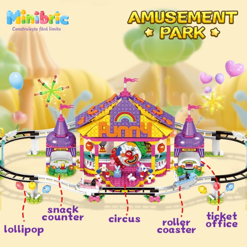Set de Constructie cu Piese Tip Blocuri Jucarie Constructie MiniBric Circus Roller