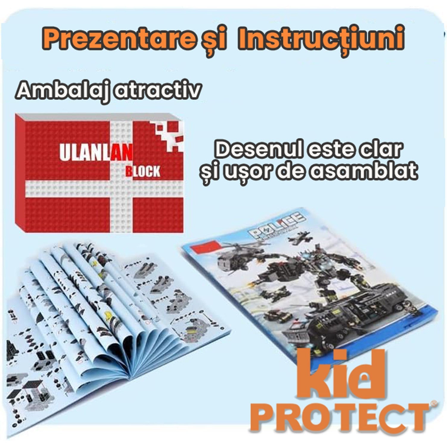 Set de Constructie, 585 Piese, 8 in 1 City Swat Minibric®