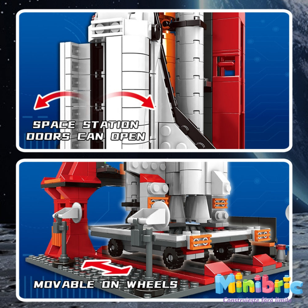 Set de Constructie cu Piese Tip Blocuri Constructie MiniBric Spacecraft Lunch Station