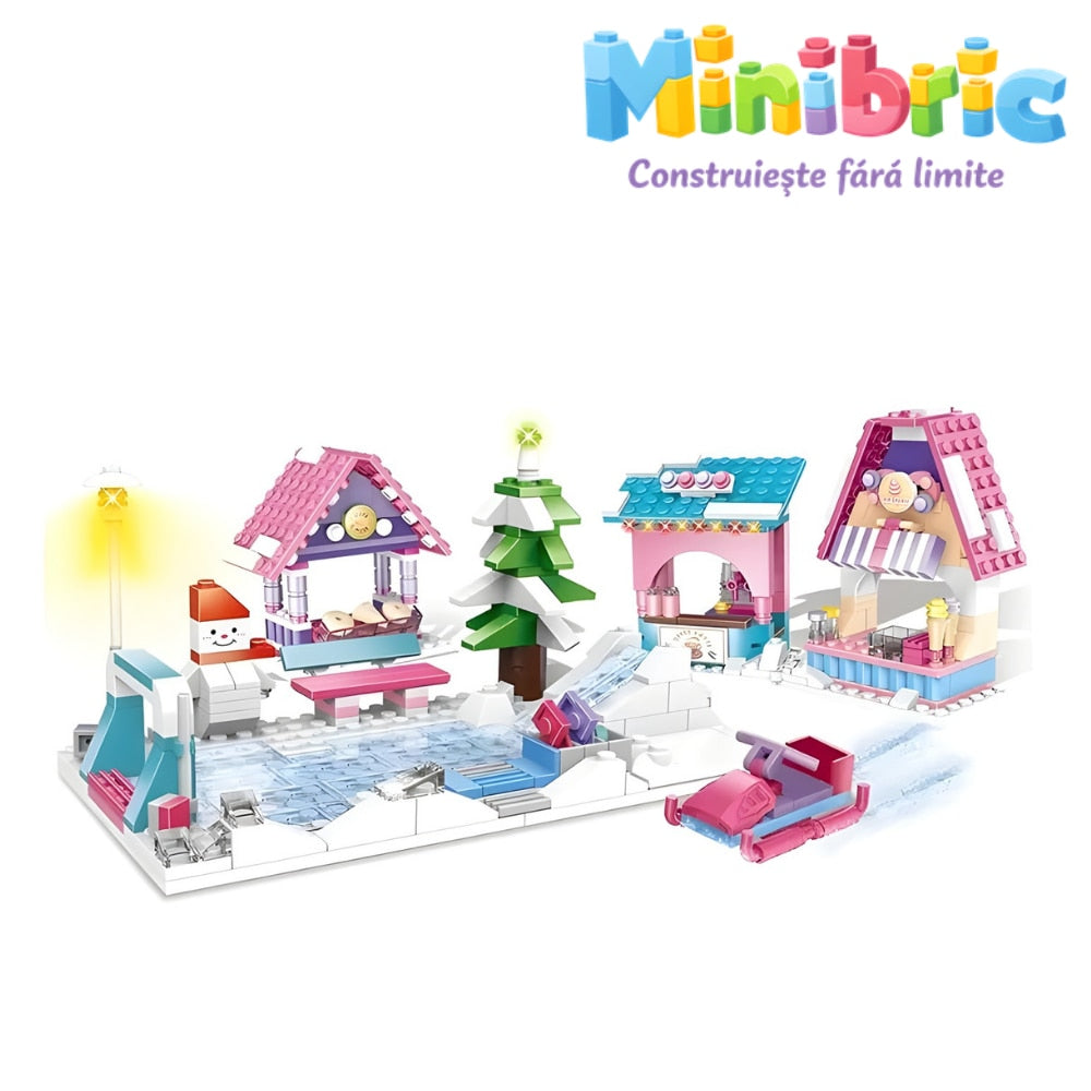 Set de Constructie cu Piese Tip Blocuri Jucarie Constructie MiniBric Winter Haven