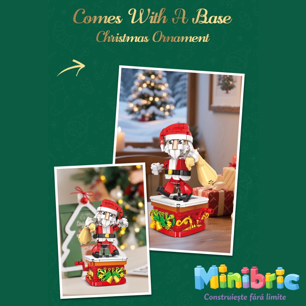 Set de Constructie cu Piese Tip Blocuri Constructie MiniBric Mos Craciun