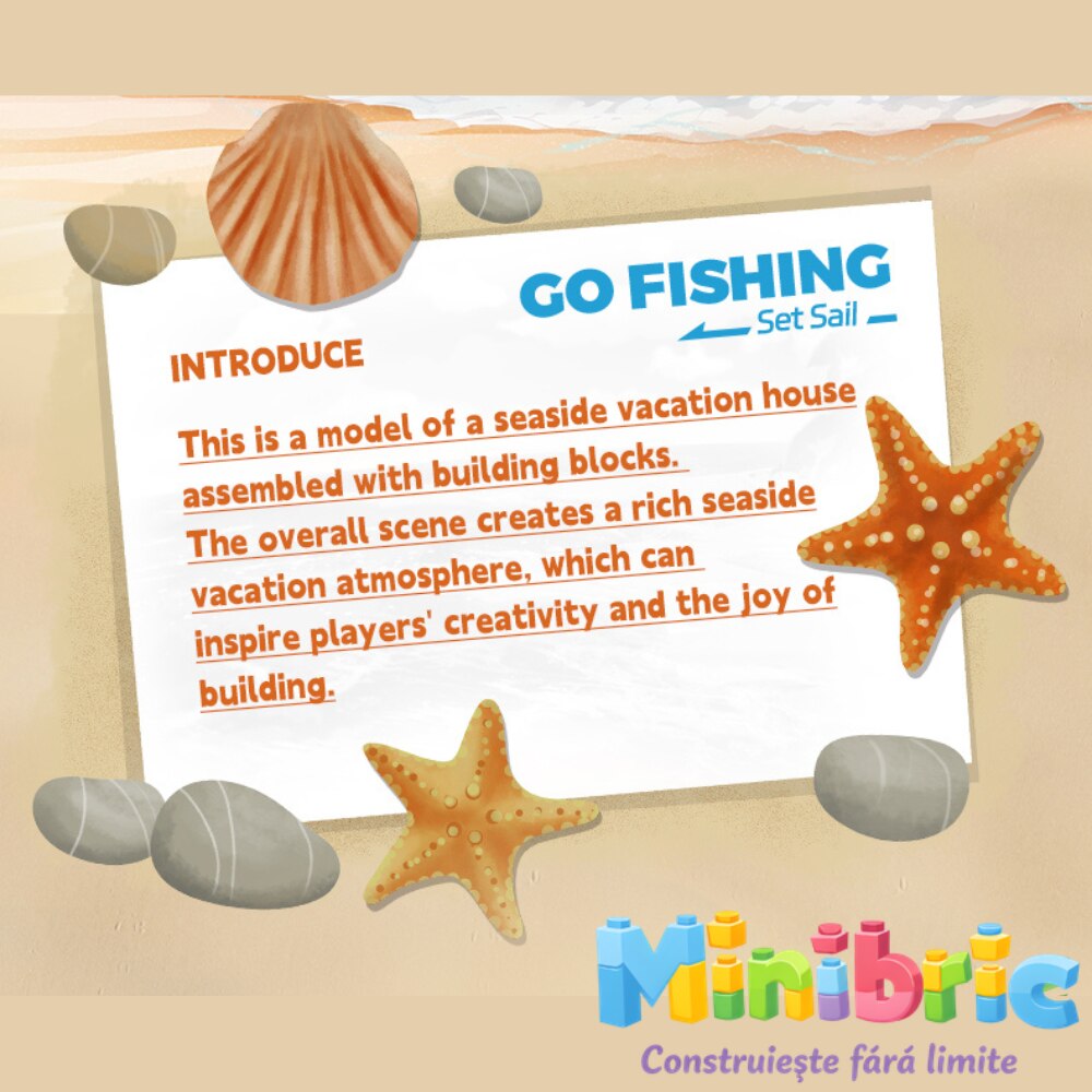 Set de Constructie cu Piese Tip Blocuri Constructie MiniBric Go Fishing Port