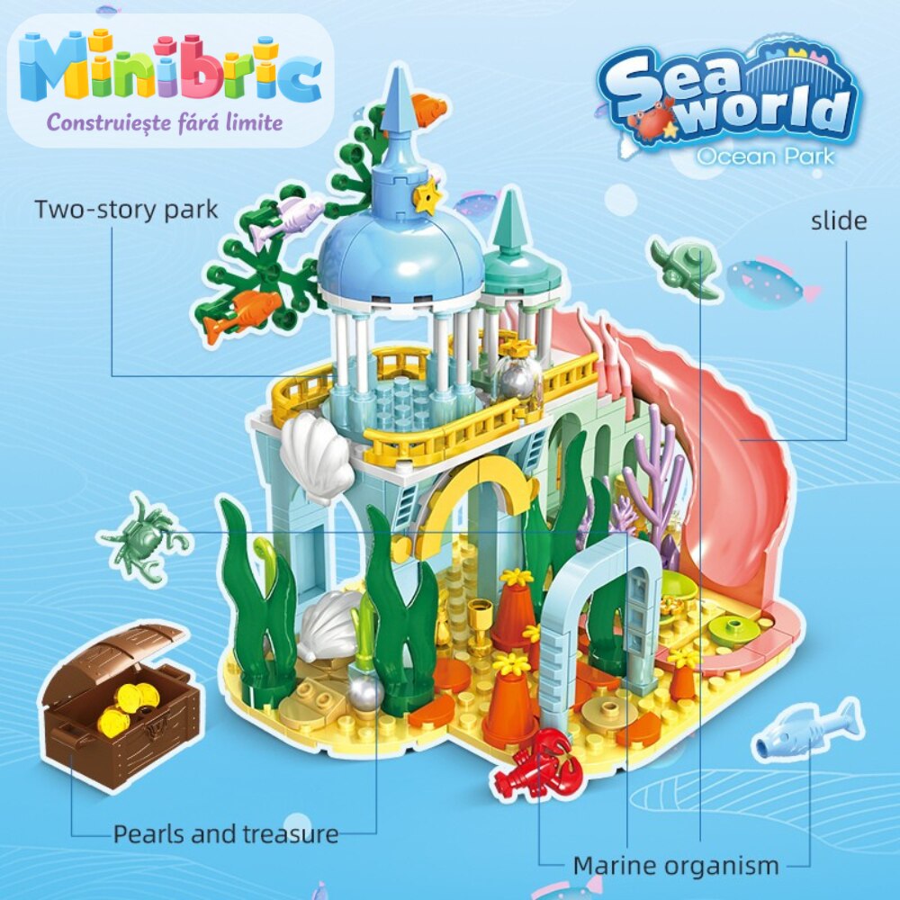 Set de Constructie cu Piese Tip Blocuri Constructie MiniBric Ocean Park