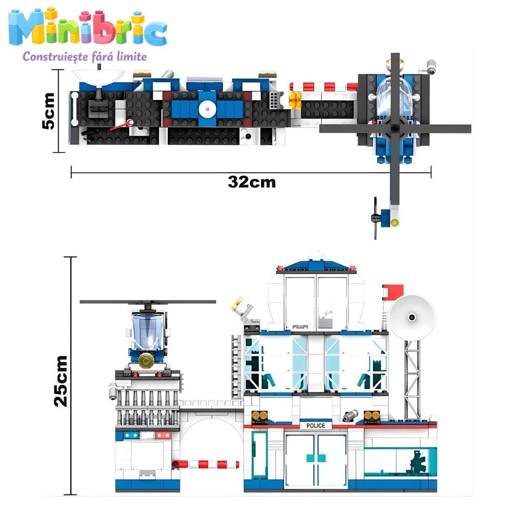 Set de Constructie cu Piese Tip Blocuri Constructie MiniBric Swat Station