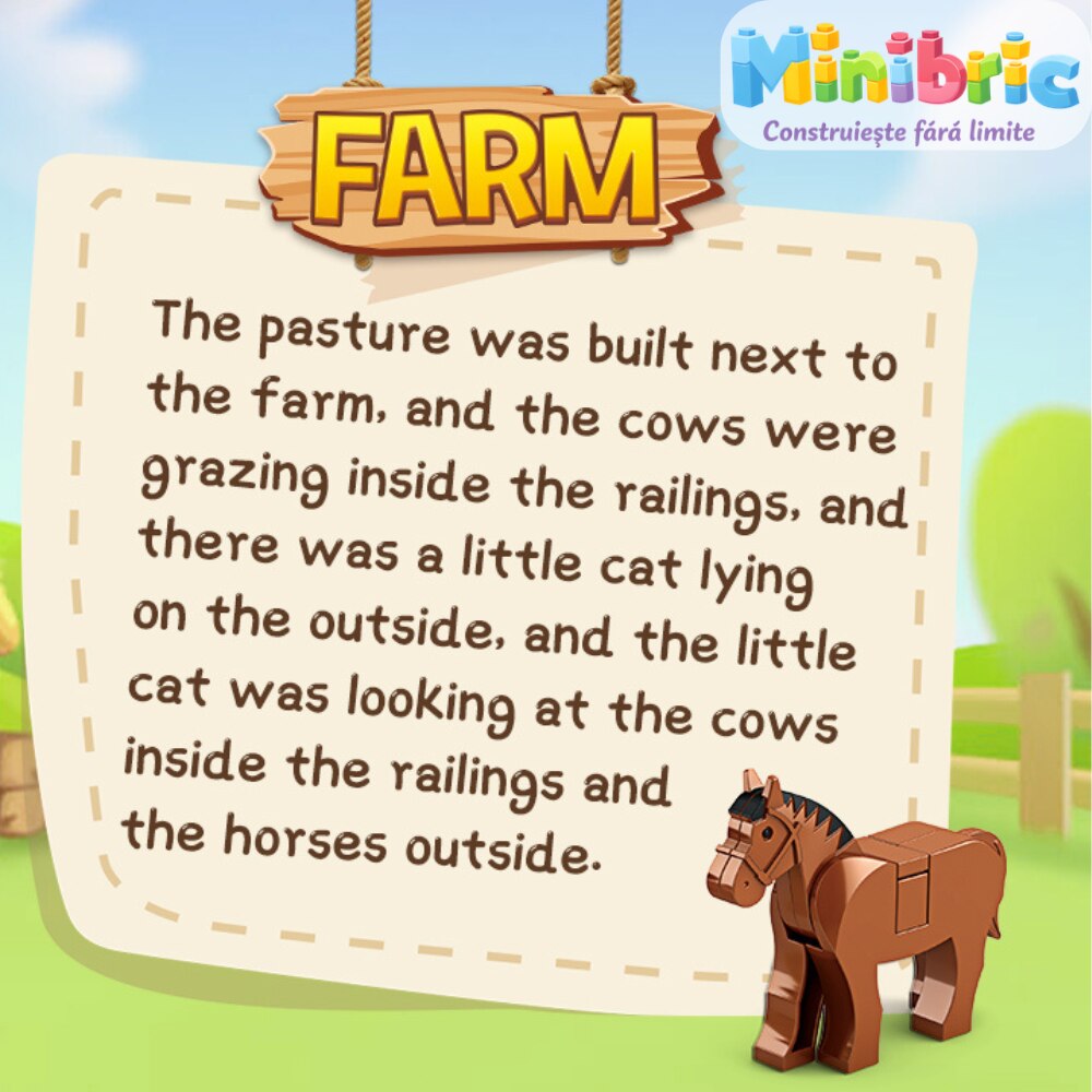 Set de Constructie cu Piese Tip Blocuri Constructie MiniBric The Cattle Ranch