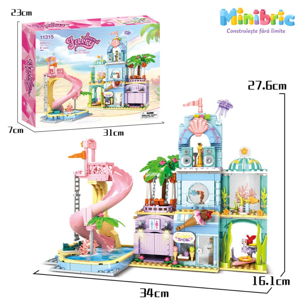 Set de Constructie cu Piese Tip Blocuri Constructie MiniBric Carnival Beach