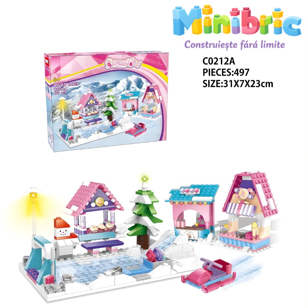 Set de Constructie cu Piese Tip Blocuri Jucarie Constructie MiniBric Winter Haven