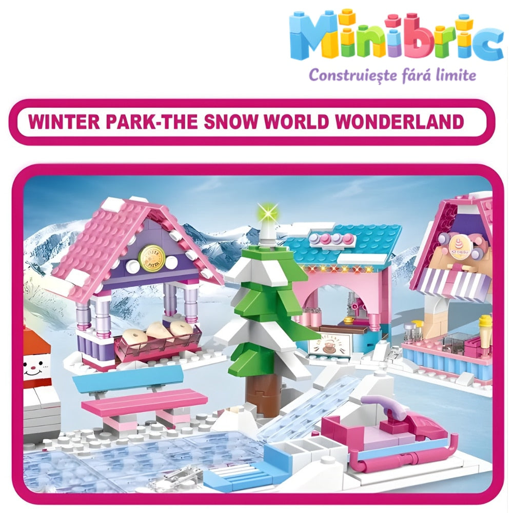 Set de Constructie cu Piese Tip Blocuri Jucarie Constructie MiniBric Winter Haven