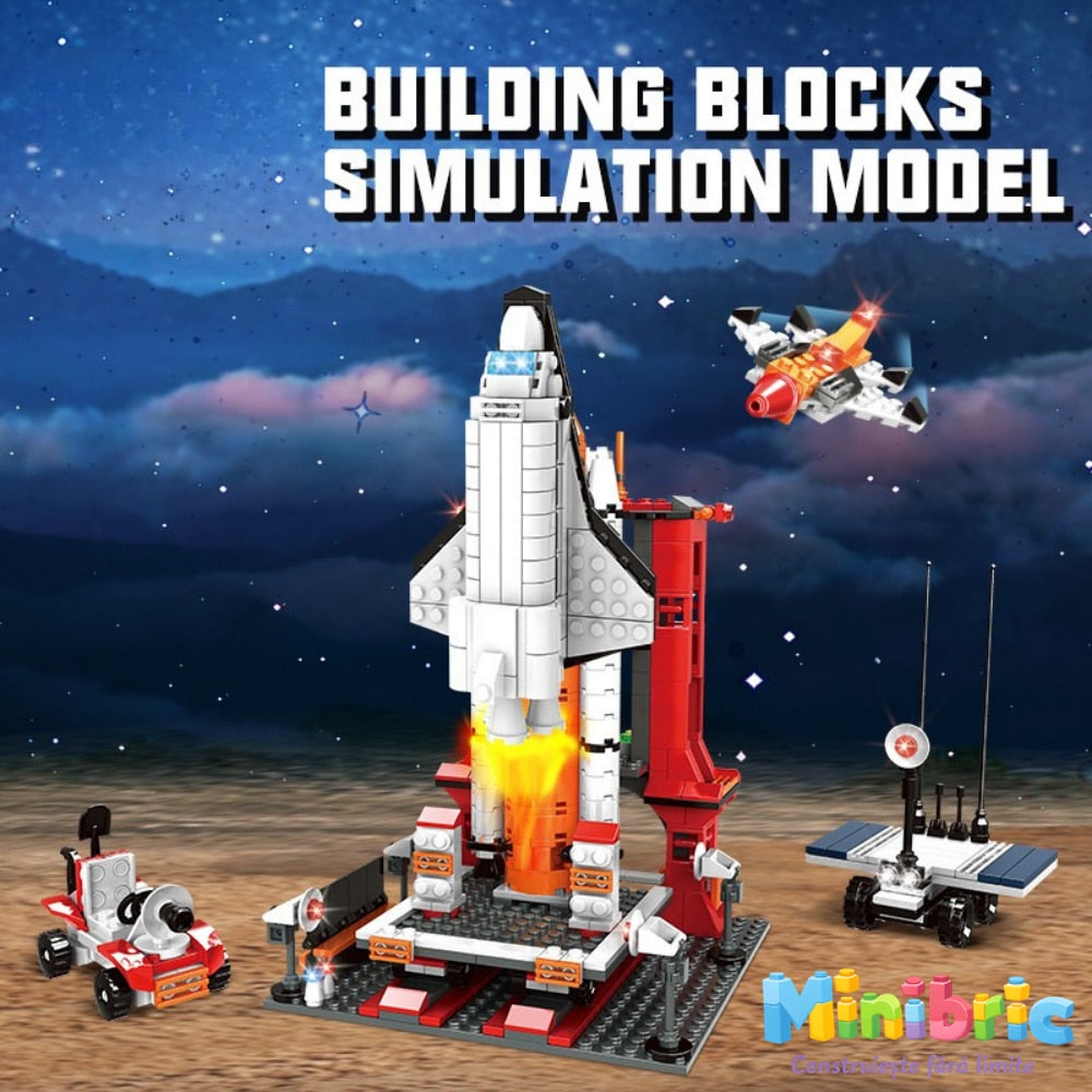 Set de Constructie cu Piese Tip Blocuri Constructie MiniBric Spacecraft Lunch Station
