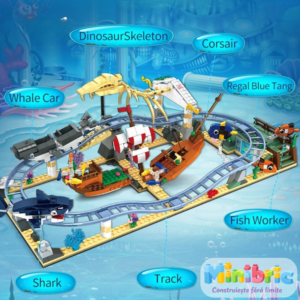 Set de Constructie cu Piese Tip Blocuri Constructie MiniBric Ocean Roller Coaster Adventure
