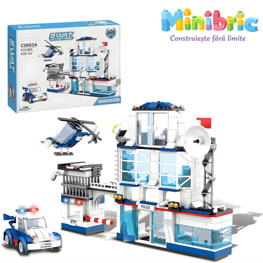 Set de Constructie cu Piese Tip Blocuri Constructie MiniBric Swat Station