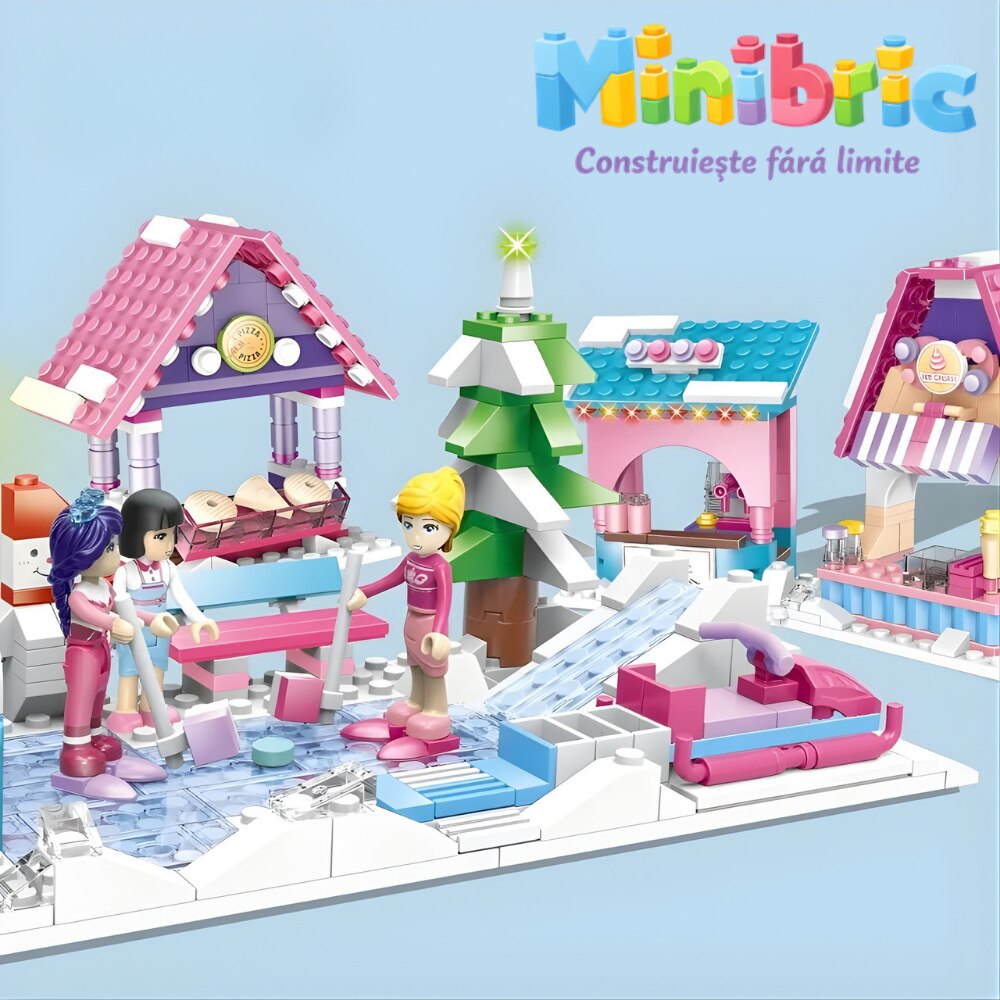 Set de Constructie cu Piese Tip Blocuri Jucarie Constructie MiniBric Winter Haven