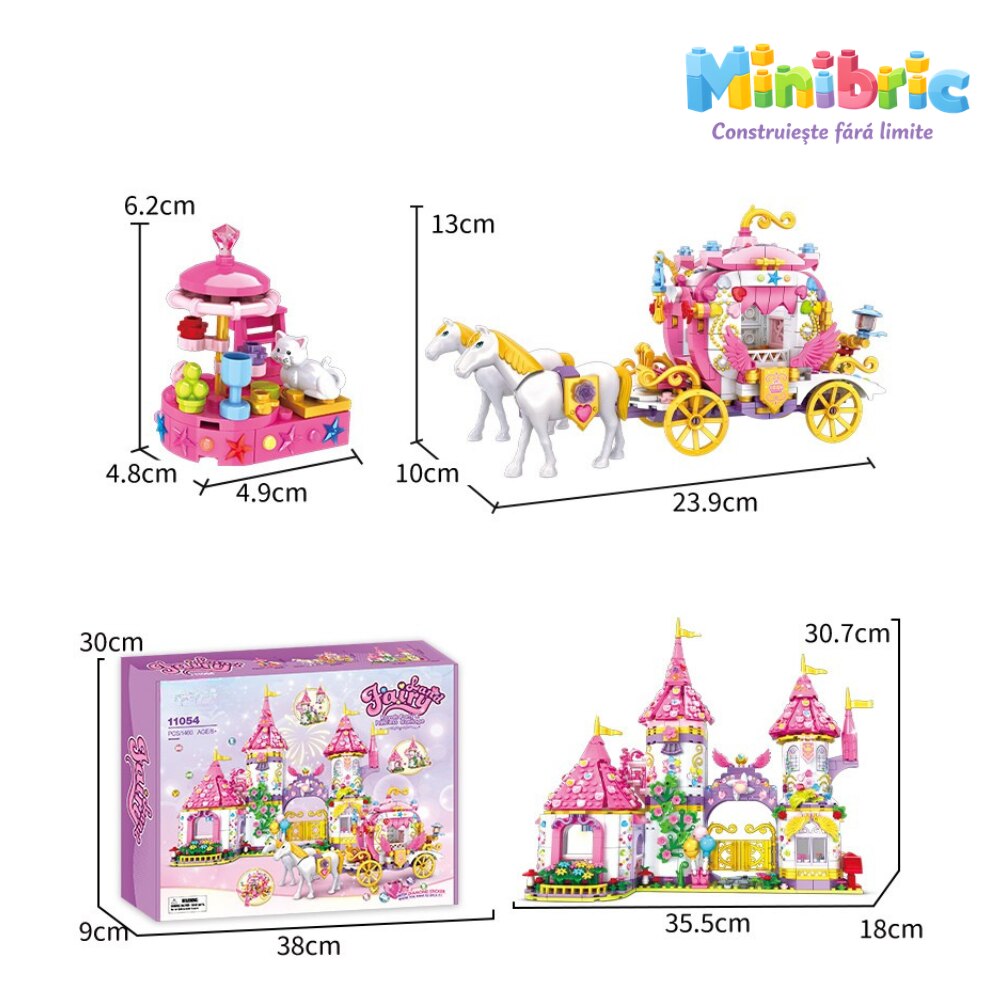 Set de Constructie cu Piese Tip Blocuri Jucarie Constructie MiniBric Royals Party