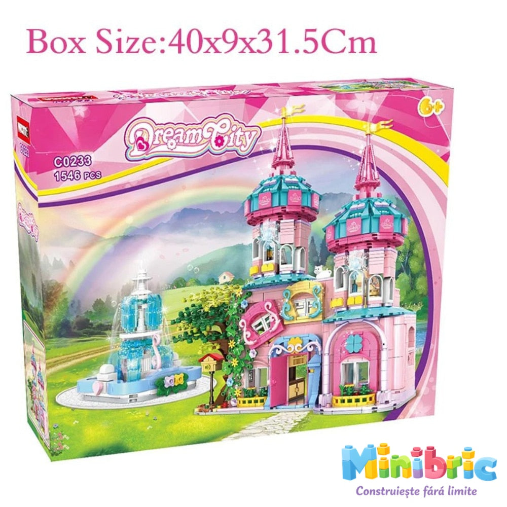 Set de Constructie cu Piese Tip Blocuri Jucarie Constructie MiniBric Fairy Castle