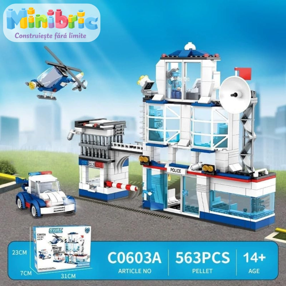 Set de Constructie cu Piese Tip Blocuri Constructie MiniBric Swat Station
