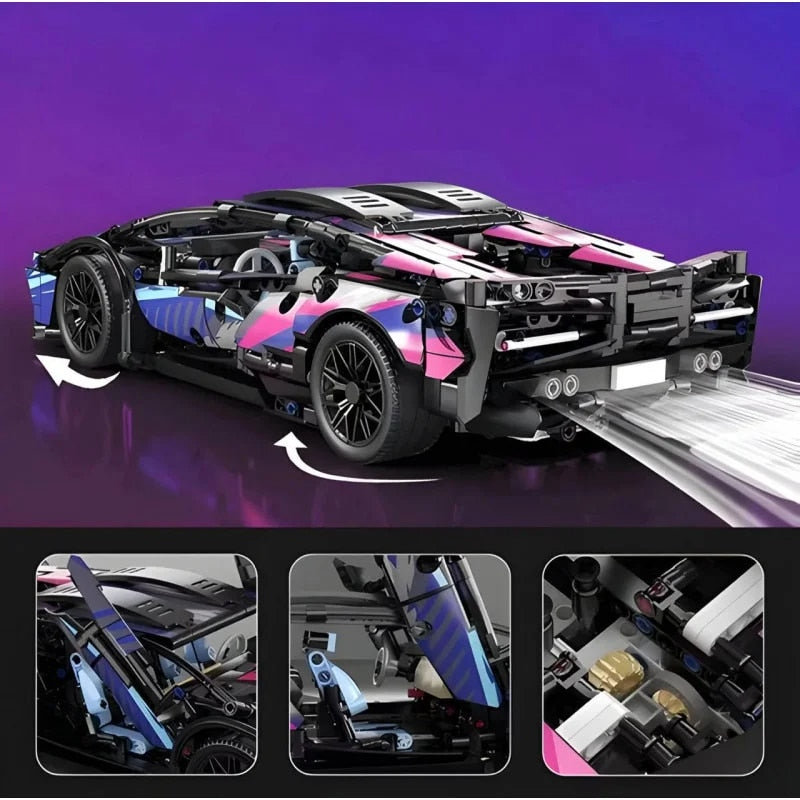Set de Constructie cu 1314 Piese Tip Blocuri Constructie MiniBric Lamborghini Sian