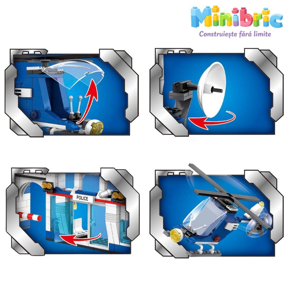 Set de Constructie cu Piese Tip Blocuri Constructie MiniBric Swat Station
