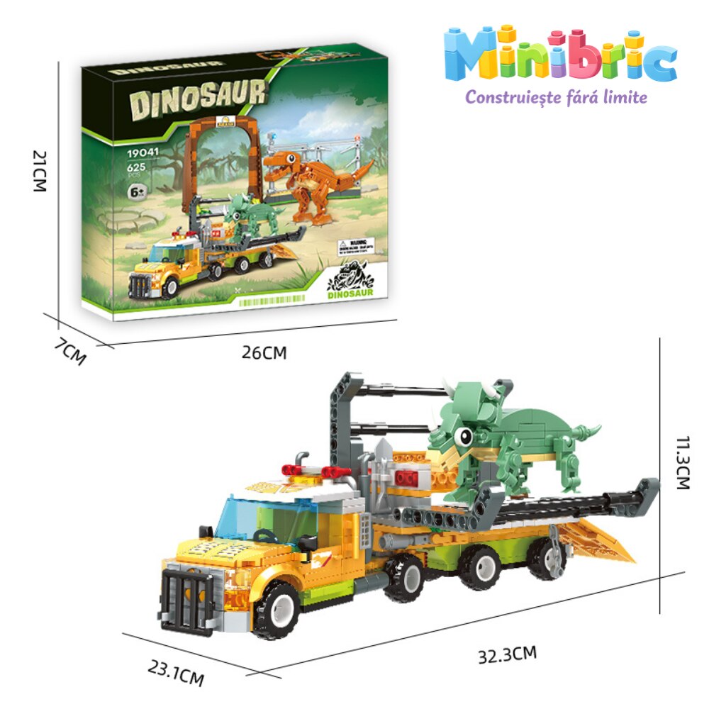 Set de Constructie cu Piese Tip Blocuri Jucarie Constructie MiniBric Dino World