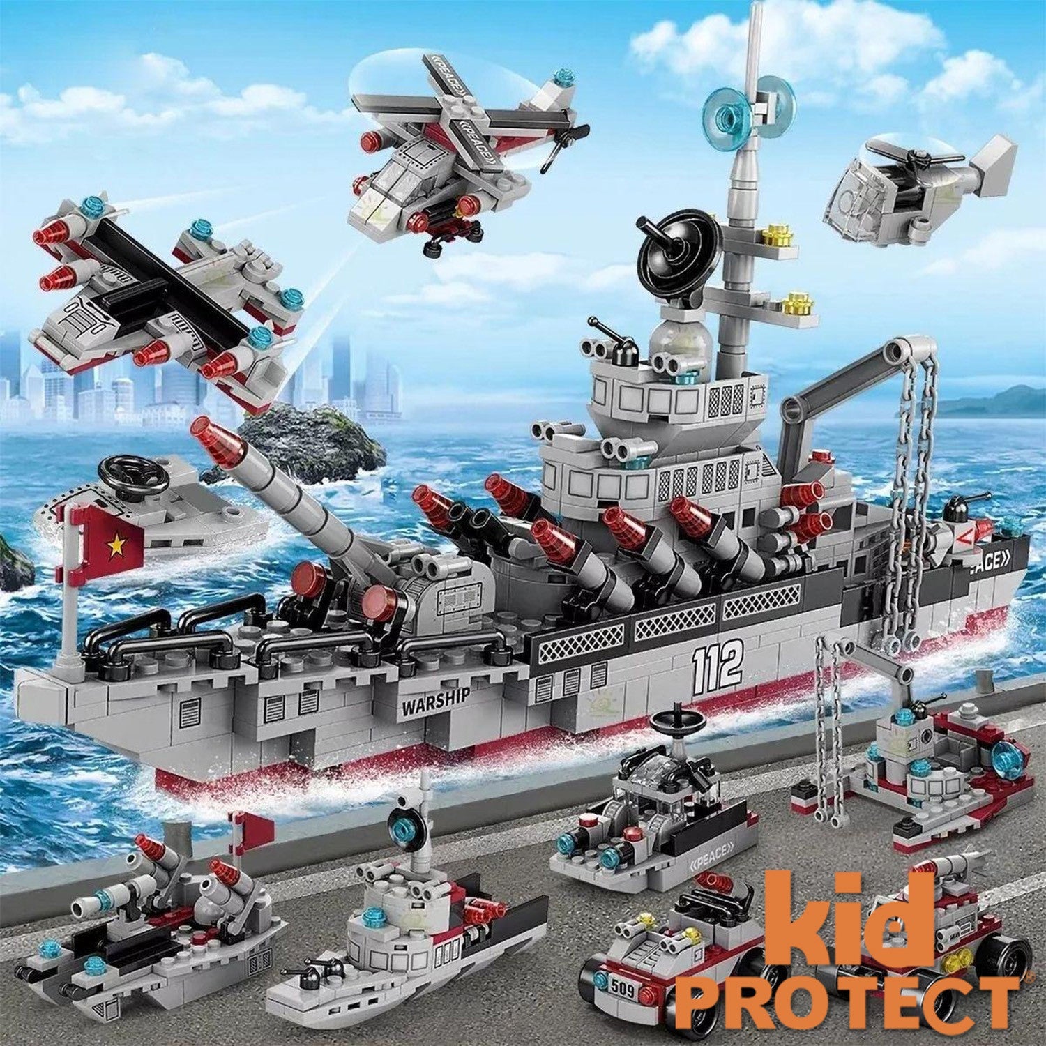 Set de Constructie, 554 Piese, 8 in 1 NavalForge Minibric®