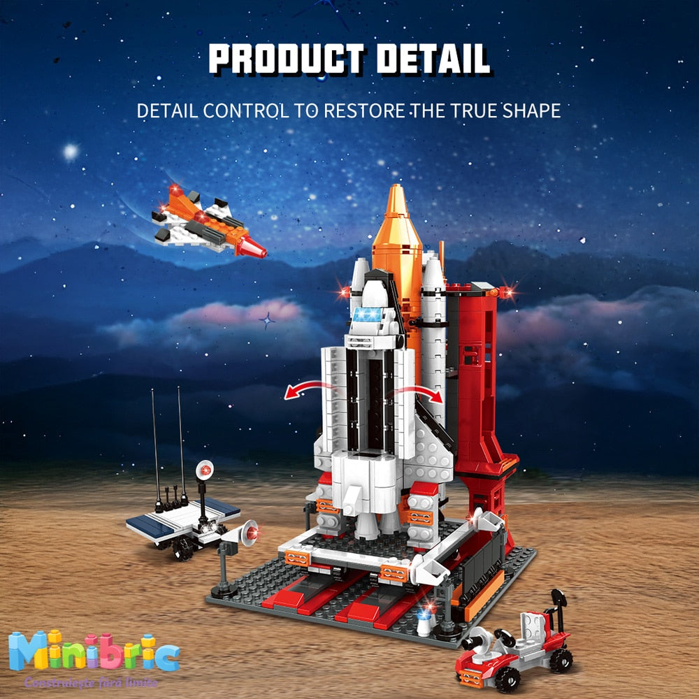 Set de Constructie cu Piese Tip Blocuri Constructie MiniBric Spacecraft Lunch Station