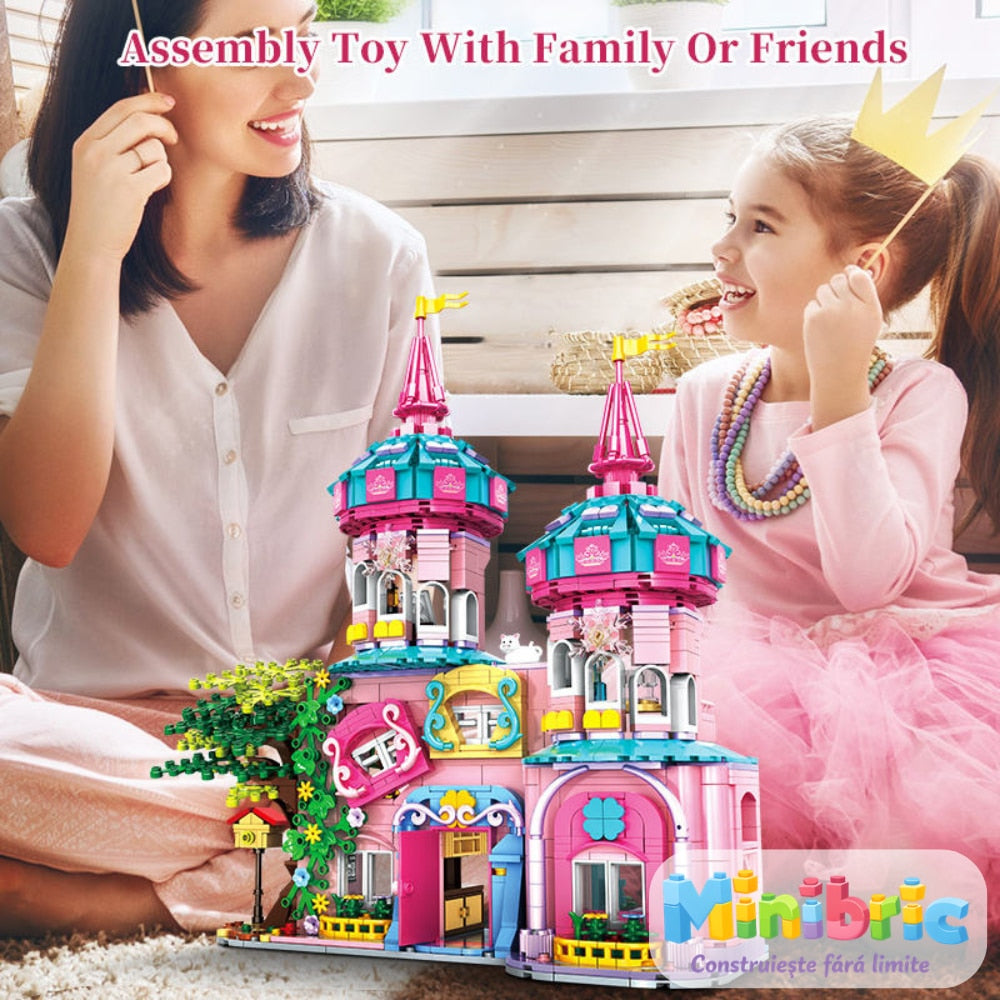 Set de Constructie cu Piese Tip Blocuri Jucarie Constructie MiniBric Fairy Castle