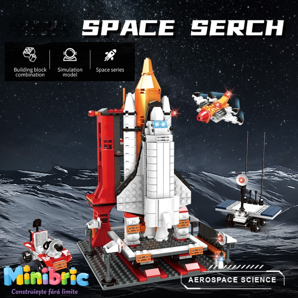 Set de Constructie cu Piese Tip Blocuri Constructie MiniBric Spacecraft Lunch Station