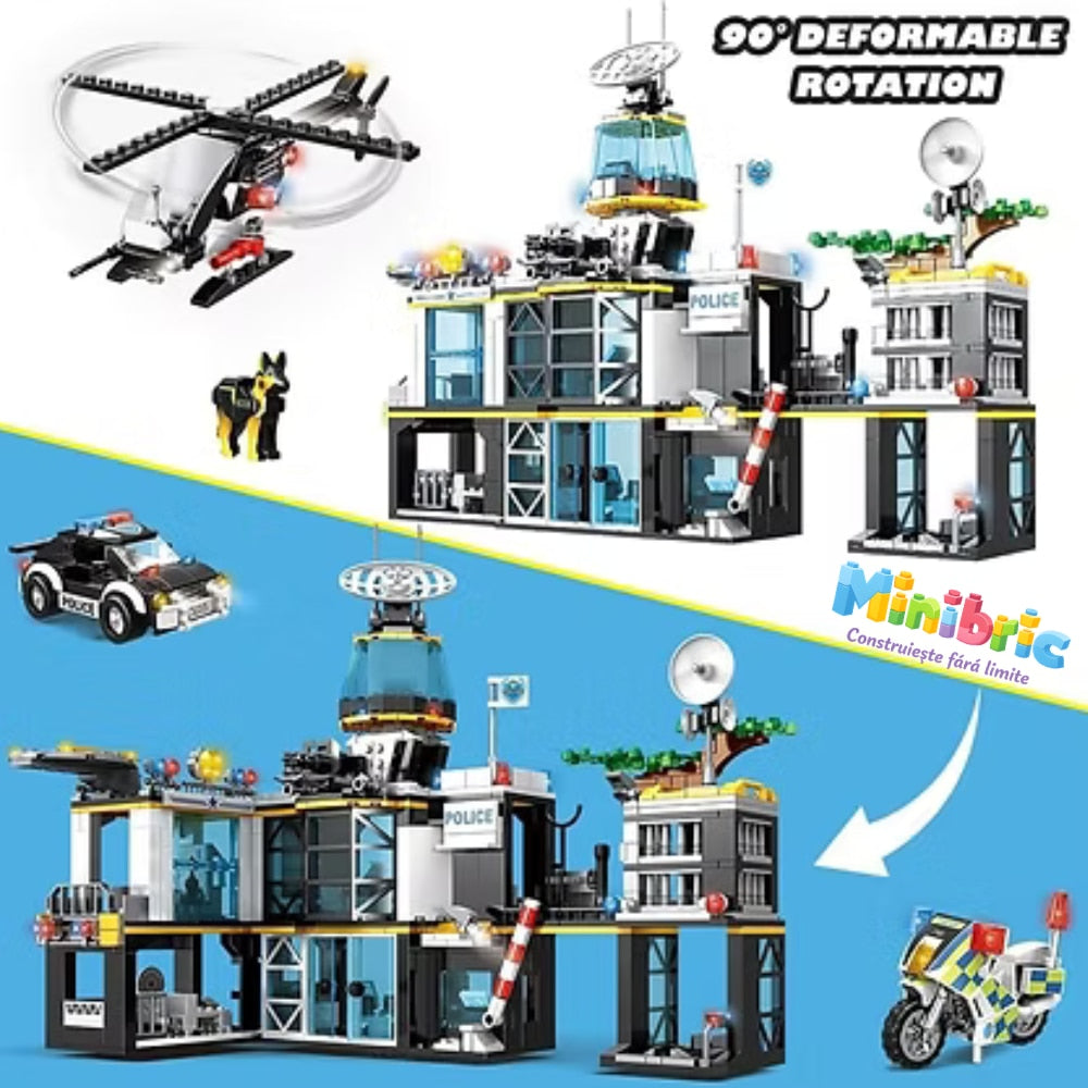 Set de Constructie cu Piese Tip Blocuri Constructie MiniBric Swat Police Station