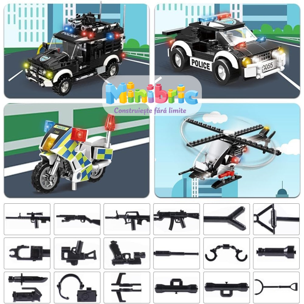 Set de Constructie cu Piese Tip Blocuri Constructie MiniBric Swat Police Station