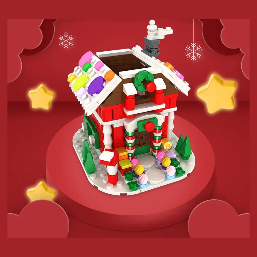 Set de Constructie cu Piese Tip Blocuri Constructie MiniBric Casa de Turta Dulce
