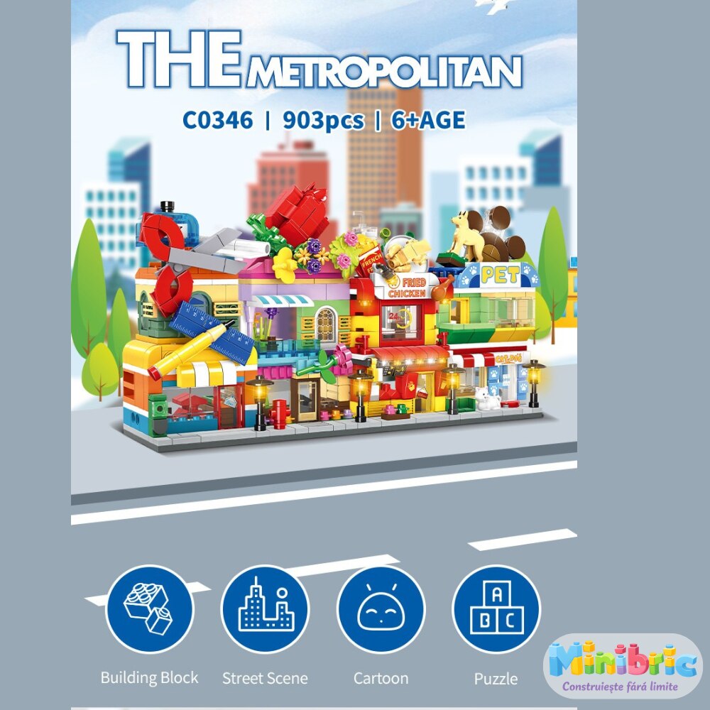 Set de Constructie cu Piese Tip Blocuri Constructie MiniBric The Metropolitan