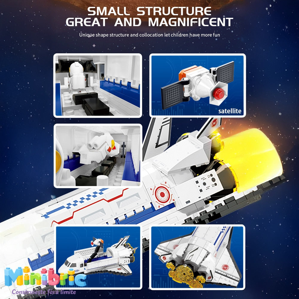 Set de Constructie cu Piese Tip Blocuri Constructie MiniBric Spacecraft X-378