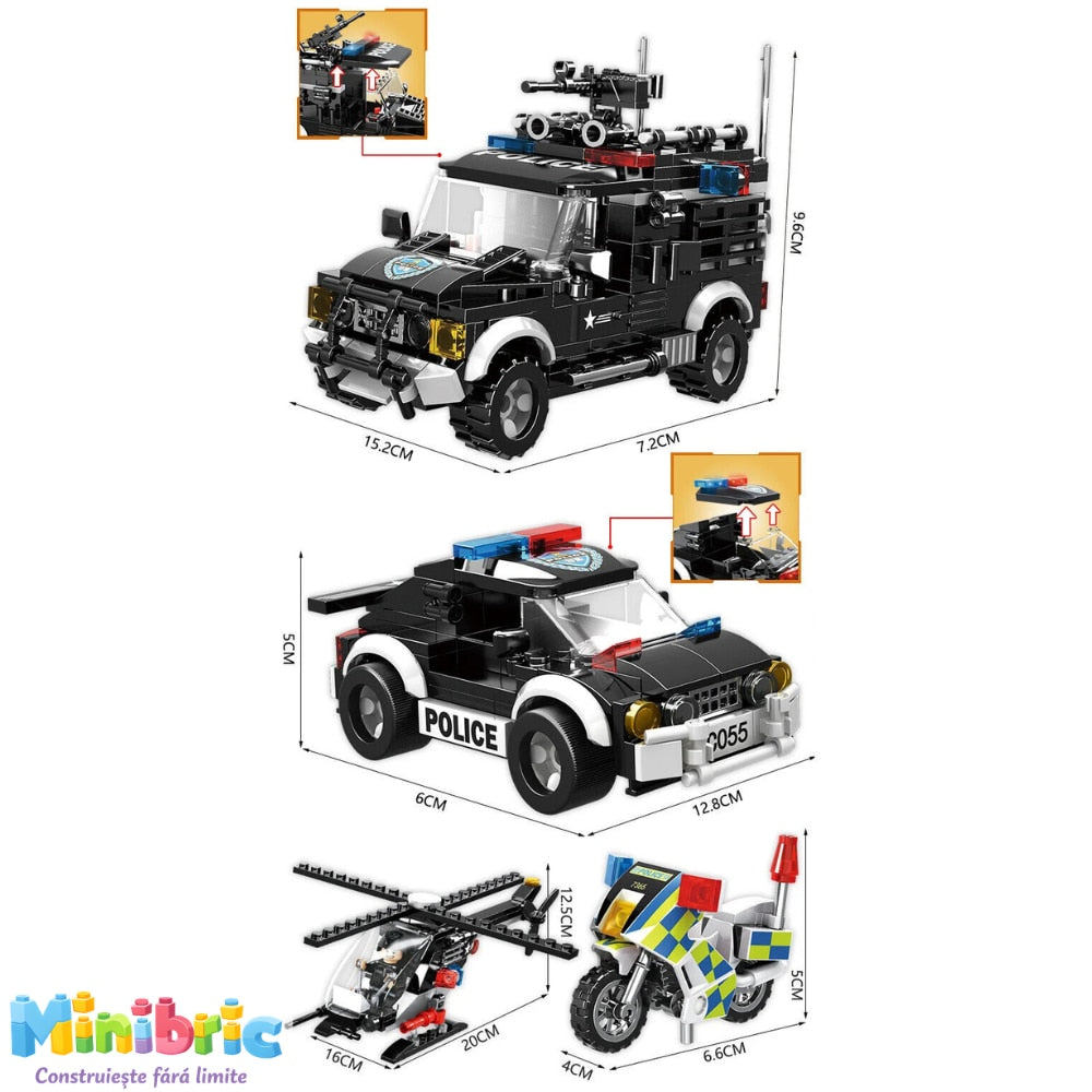 Set de Constructie cu Piese Tip Blocuri Constructie MiniBric Swat Police Station