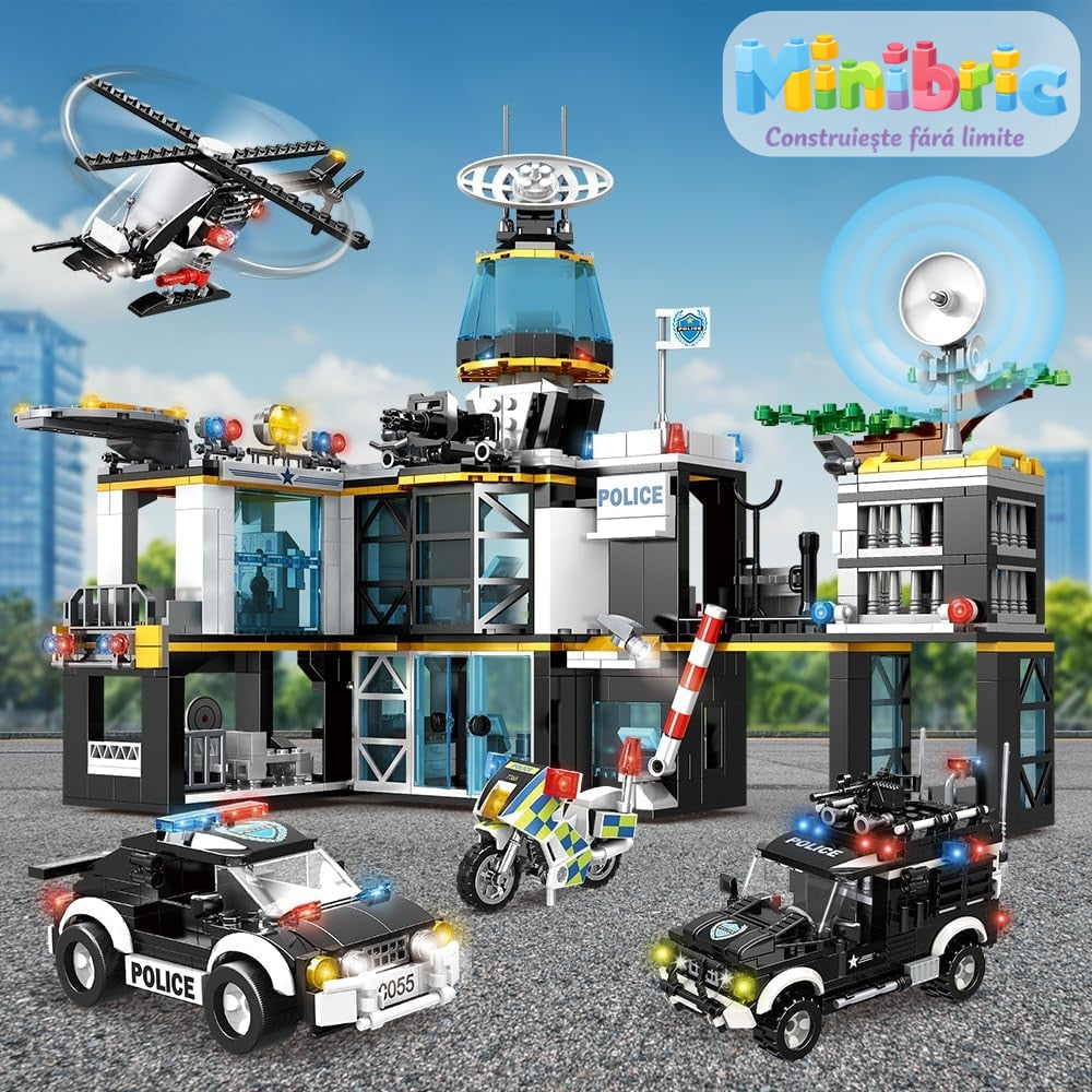 Set de Constructie cu Piese Tip Blocuri Constructie MiniBric Swat Police Station