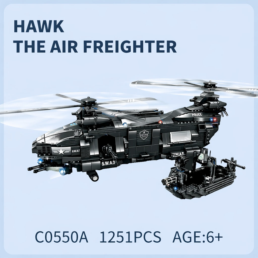 Set de Constructie cu Piese Tip Blocuri Constructie MiniBric Swat Helicopter Attack