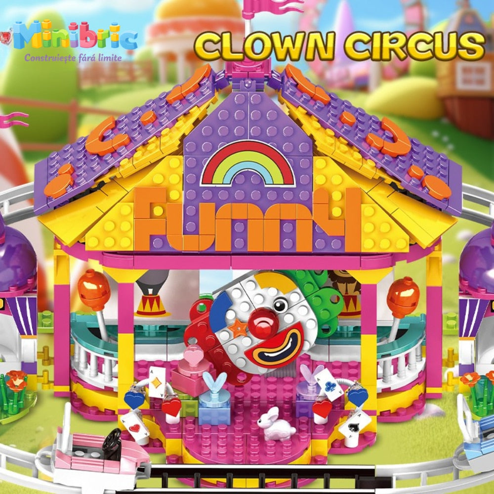 Set de Constructie cu Piese Tip Blocuri Jucarie Constructie MiniBric Circus Roller