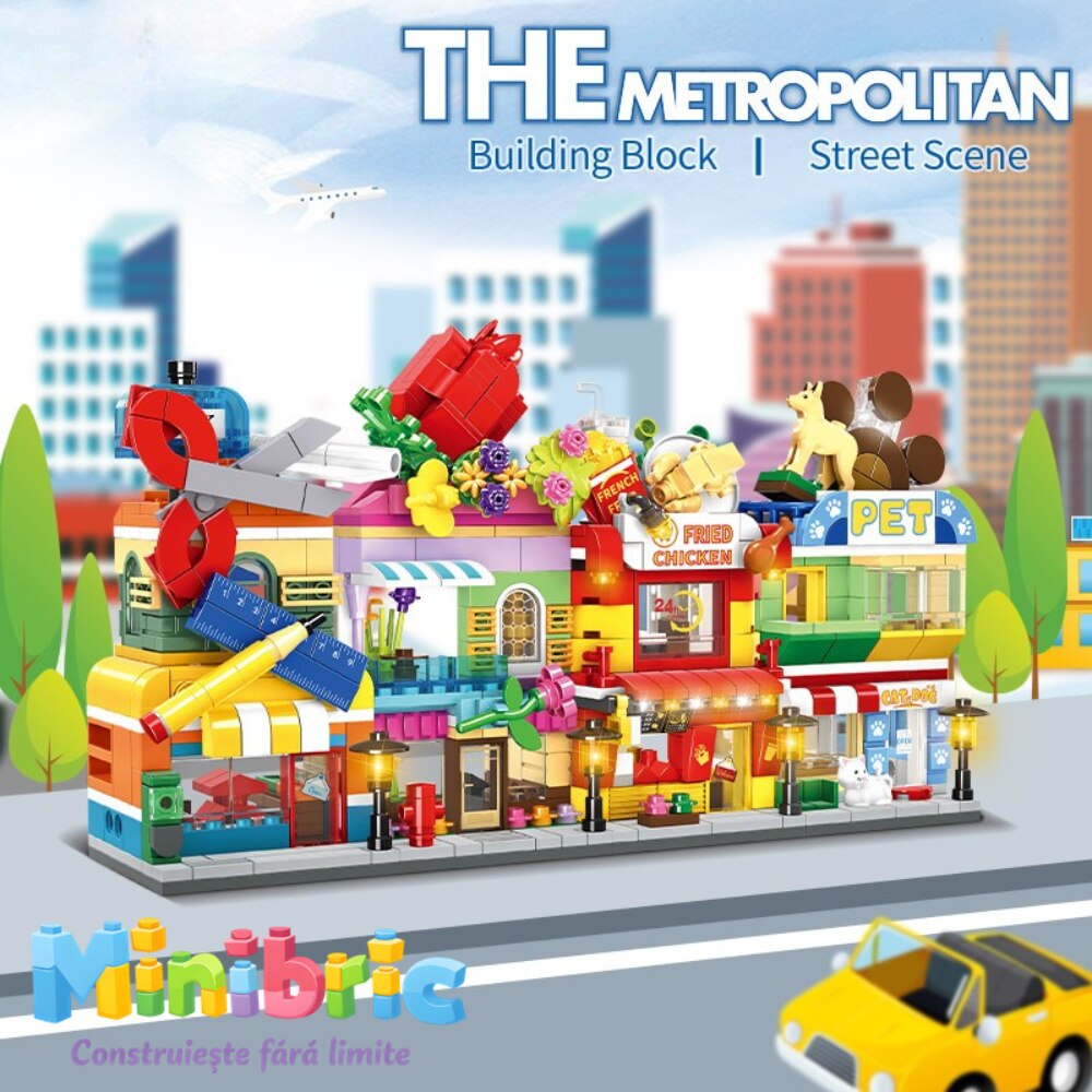 Set de Constructie cu Piese Tip Blocuri Constructie MiniBric The Metropolitan
