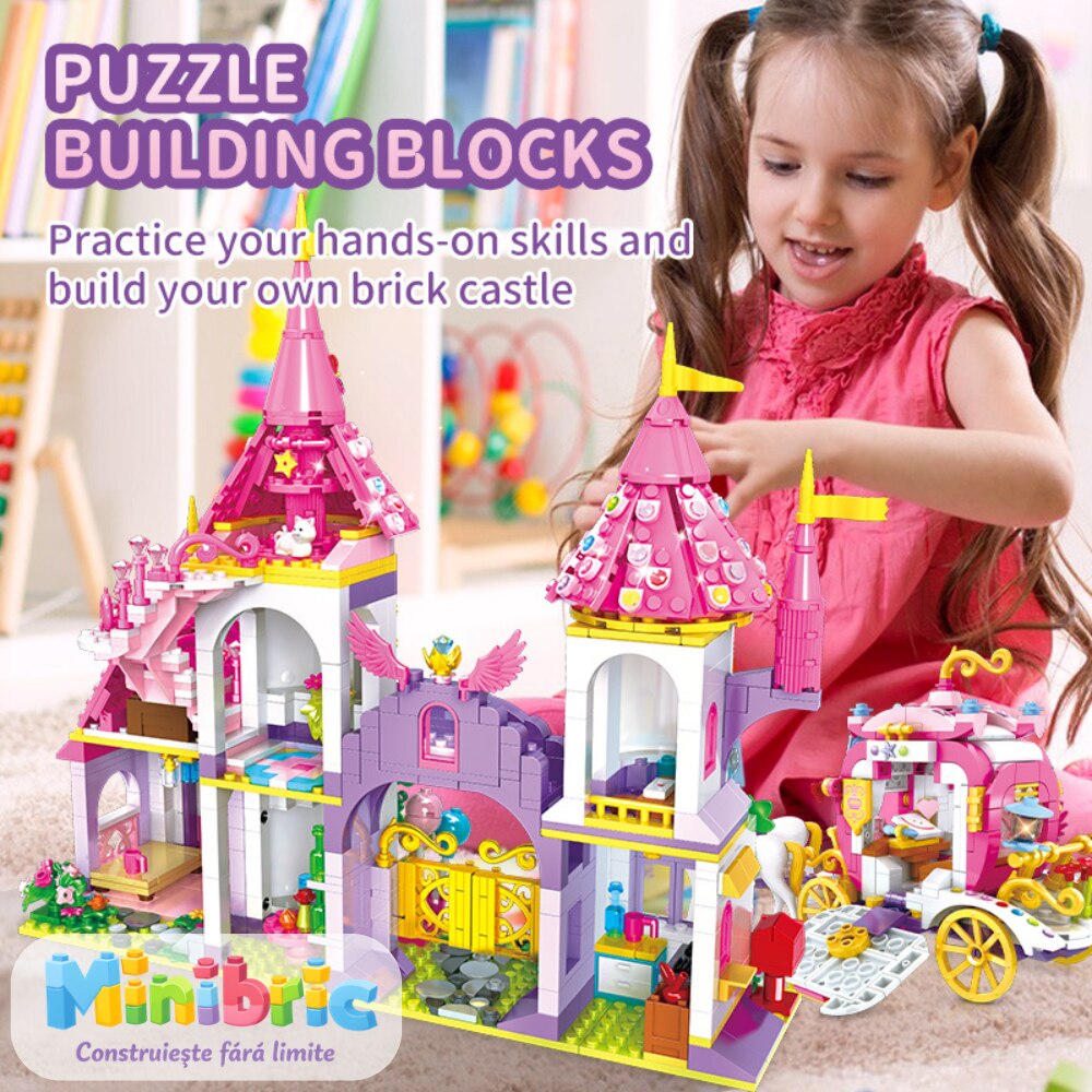 Set de Constructie cu Piese Tip Blocuri Jucarie Constructie MiniBric Royals Party