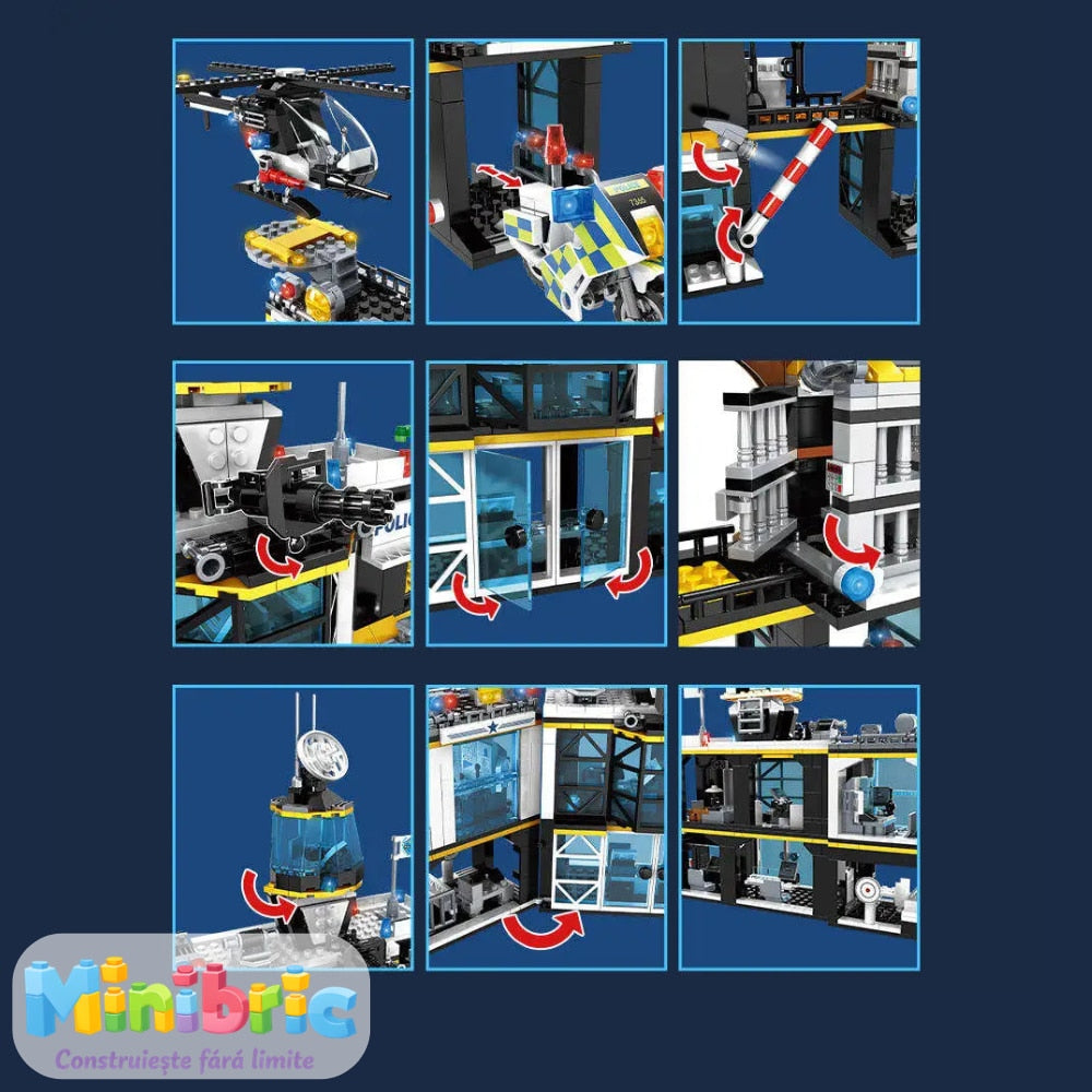 Set de Constructie cu Piese Tip Blocuri Constructie MiniBric Swat Police Station