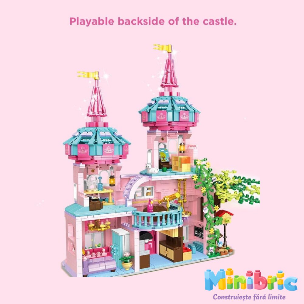 Set de Constructie cu Piese Tip Blocuri Jucarie Constructie MiniBric Fairy Castle