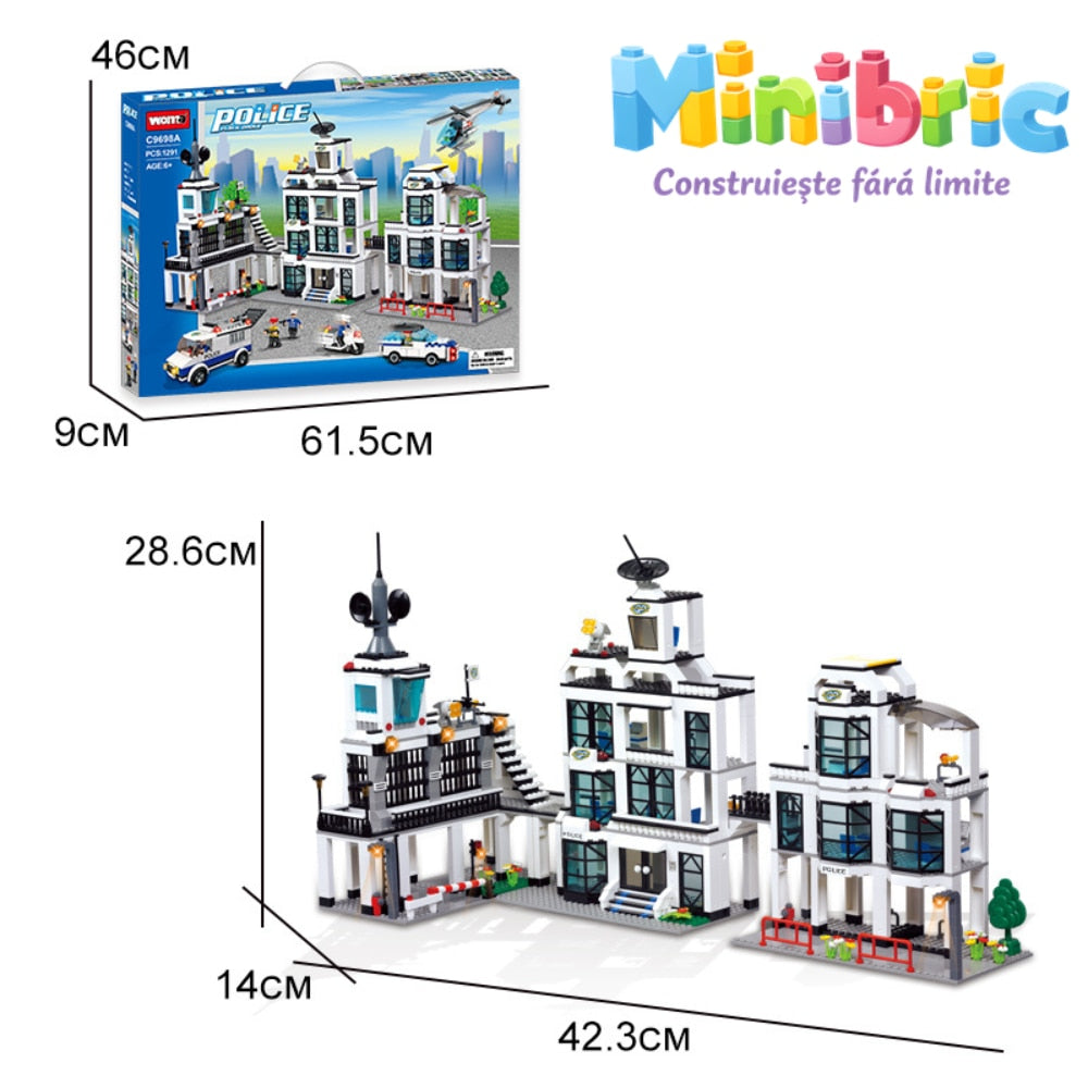 Set de Constructie cu Piese Tip Blocuri Constructie MiniBric Police Order