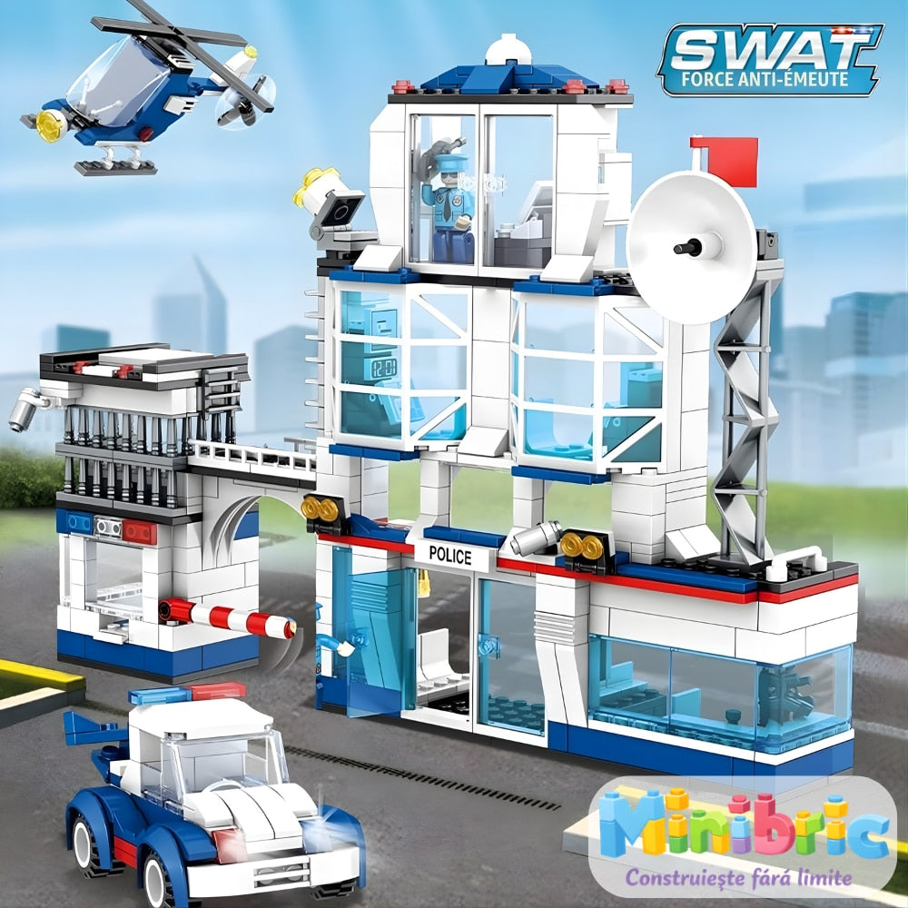 Set de Constructie cu Piese Tip Blocuri Constructie MiniBric Swat Station