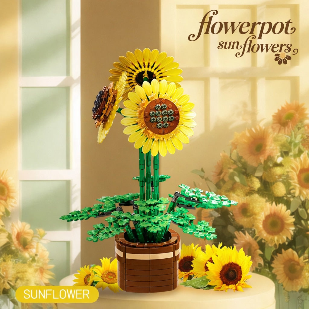 Set de Constructie cu Piese Tip Blocuri Constructie MiniBric Sun Flower