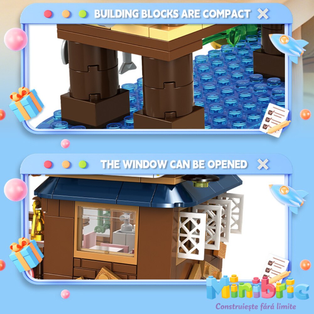 Set de Constructie cu Piese Tip Blocuri Constructie MiniBric Go Fishing Port