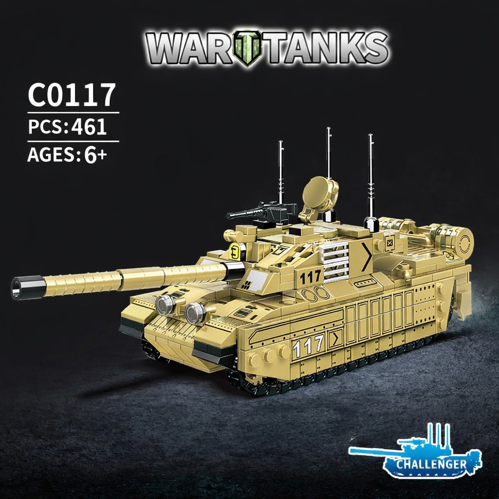 Set de Constructie cu Piese Tip Blocuri Jucarie Constructie MiniBric Chalanger Tank
