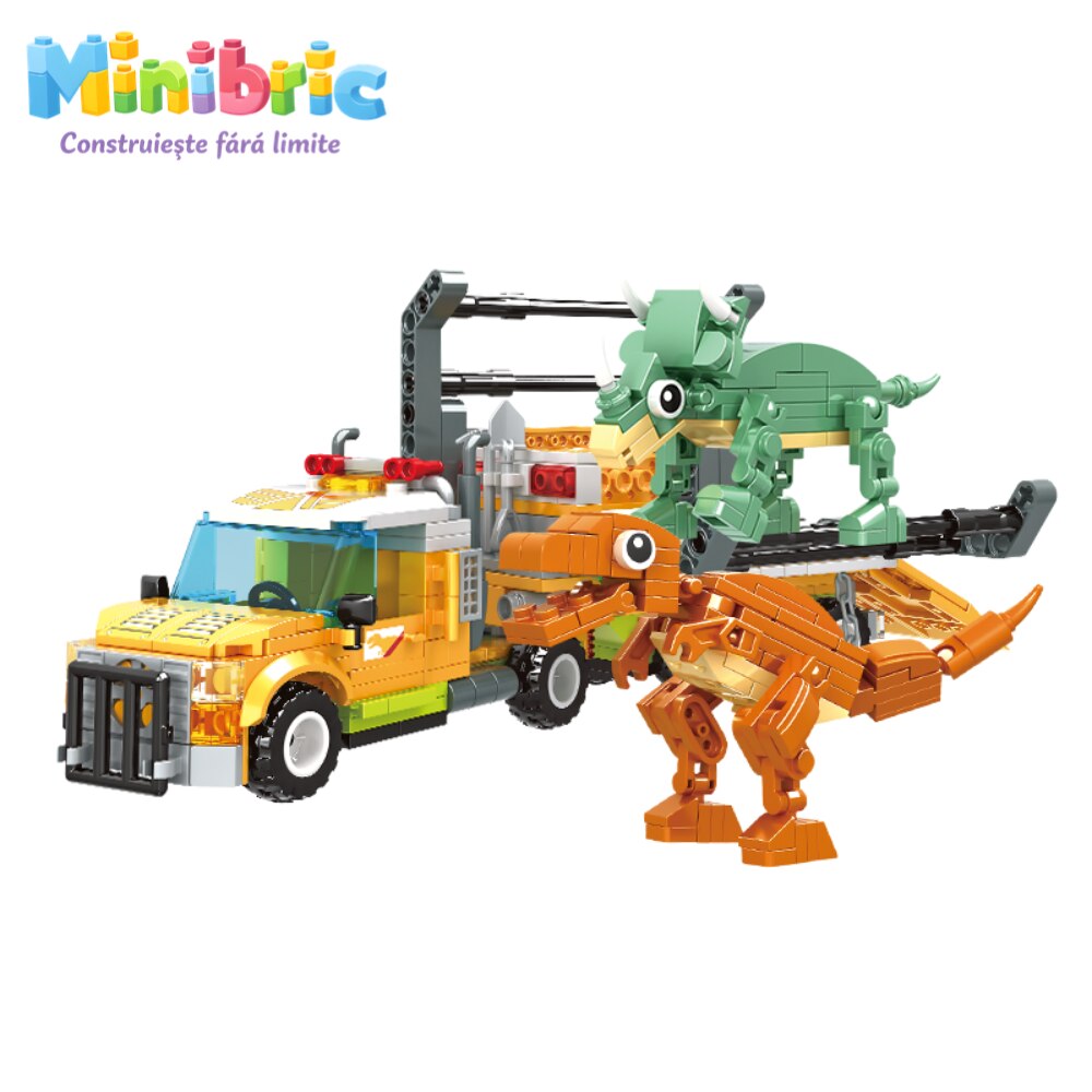 Set de Constructie cu Piese Tip Blocuri Jucarie Constructie MiniBric Dino World