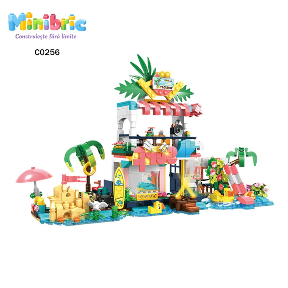 Set de Constructie cu Piese Tip Blocuri Jucarie Constructie MiniBric Beach Party