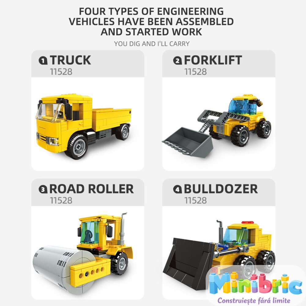 Set de Constructie cu Piese Tip Blocuri Constructie MiniBric Concrete Mixer Truck