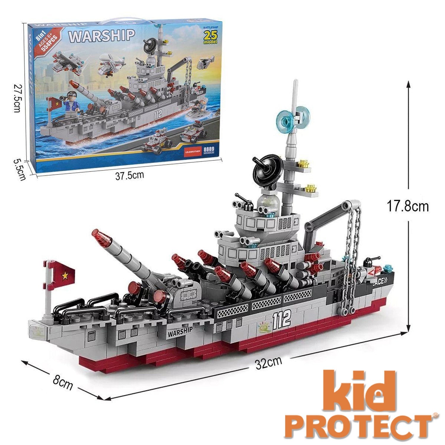 Set de Constructie, 554 Piese, 8 in 1 NavalForge Minibric®